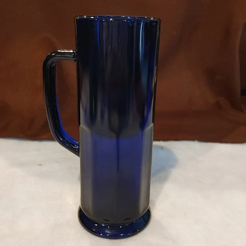 Vintage Cobalt Blue Beer Stein/Mug Glass Paneled - Picture 2 of 7